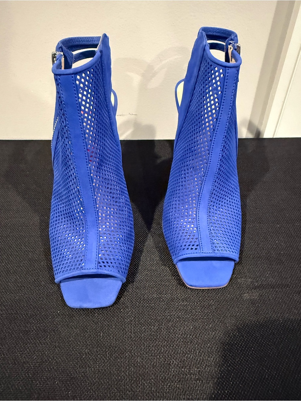 INC International Concepts Royal Blue Mesh Peep-Toe Heeled Booties